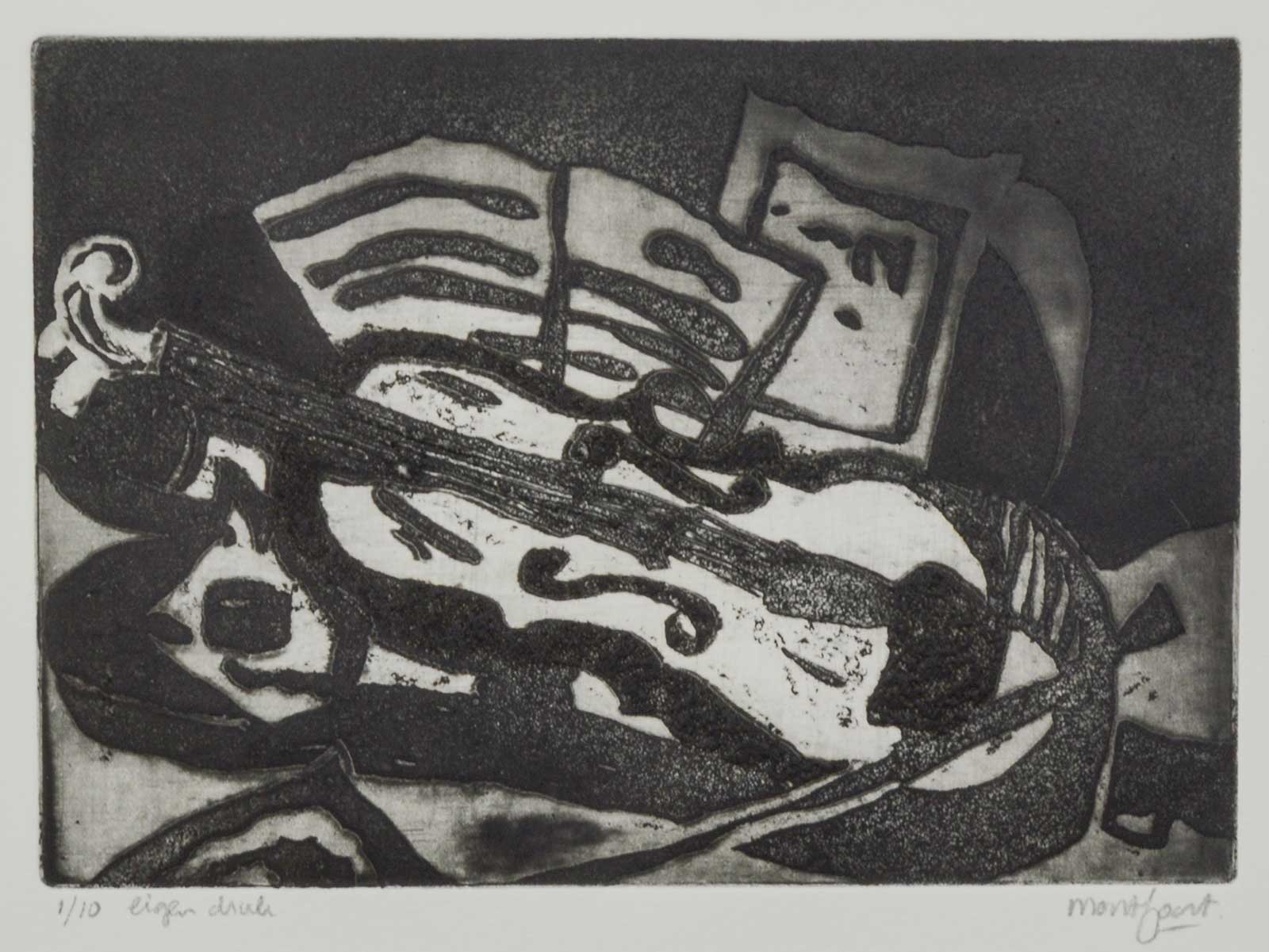 viool, aquatint