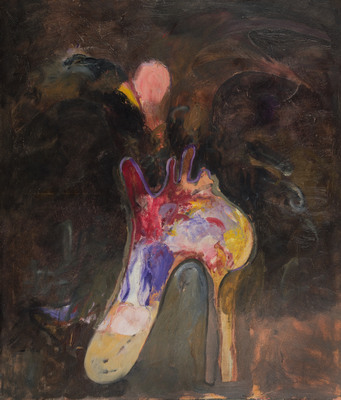 Olieverf schilderij, laars in bruin van Nella Montfoort