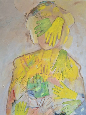 Olieverf schilderij, handige vrouw van Nella Montfoort