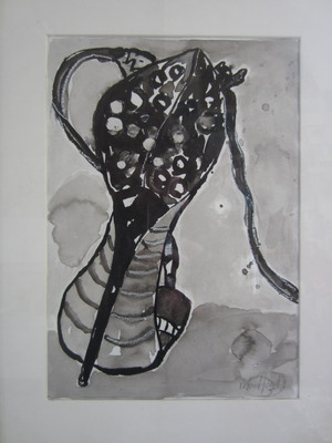 Tekening van Nella Montfoort, pump achterkant, inkt